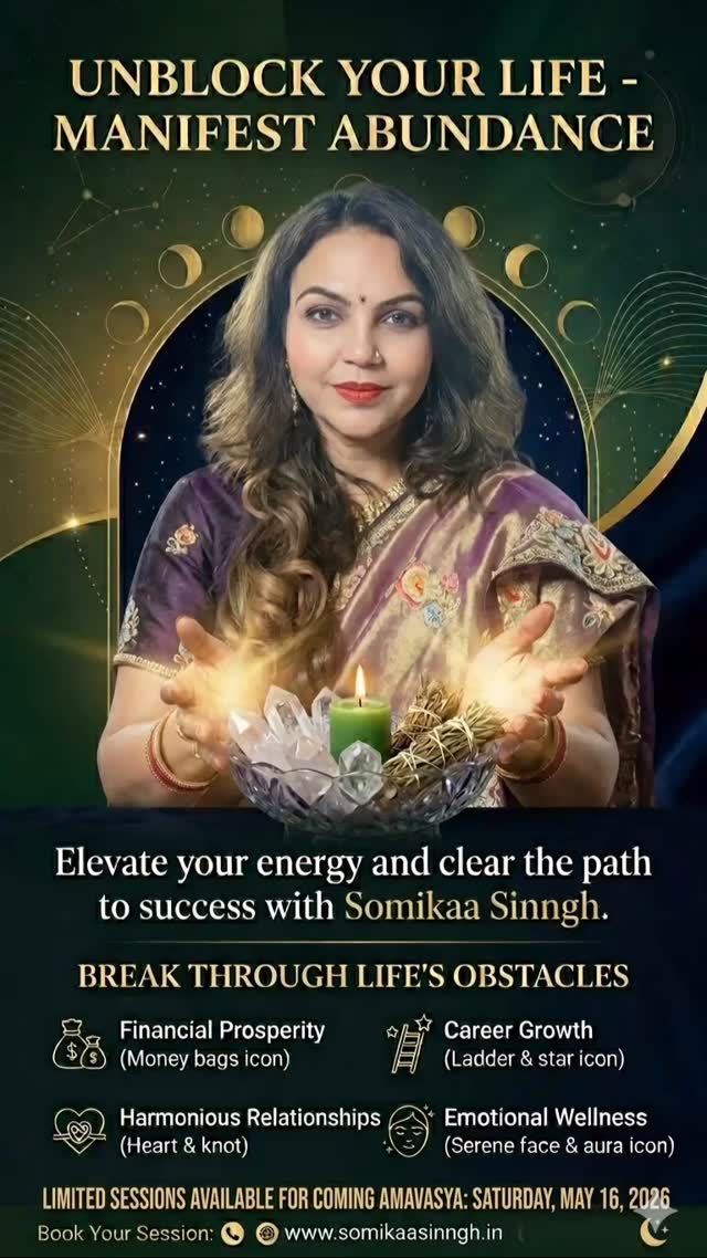 Special Amavasya Rituals
Join us on this powerful lunar day to release the old and welcome the new.
• Upcoming Amavasya: Saturday, May 16, 2026. 
• Tithi Details: The powerful Jyeshtha Amavasya begins at 05:11 AM on May 16. 
Expert Guidance: Somikaa Sinngh
Transform your future with the founder of The Divine Spirit
#astrology #trendingspells #viralreeĺ